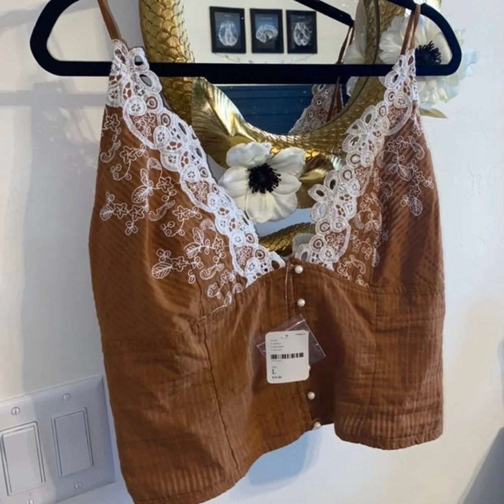 Free People Boho Crop Top size L Large NWT